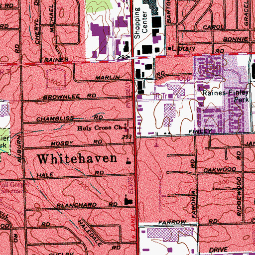 Topographic Map of Cross of Calvary Lutheran Church School, TN