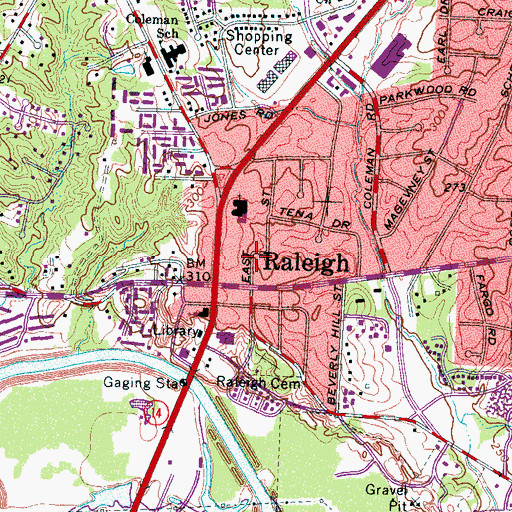Topographic Map of David Grayson Christian Academy, TN