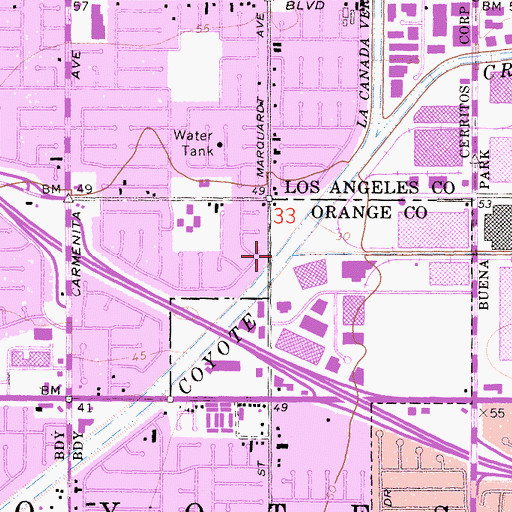 Topographic Map of Fullerton Creek, CA