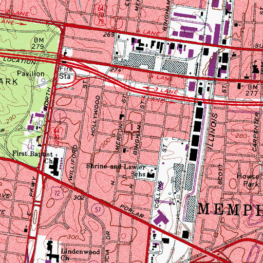 Topographic Map of De La Salle Elementary School, TN
