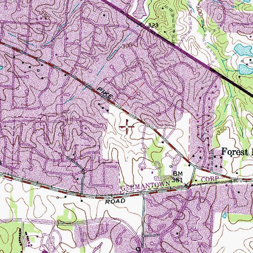 Topographic Map of Germantown Church of Christ Preschool, TN
