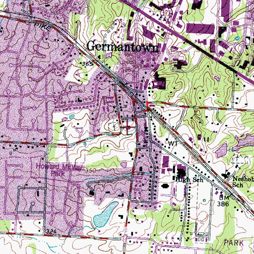 Topographic Map of Germantown Presbyterian Preschool, TN