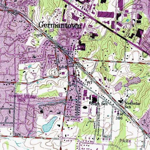 Topographic Map of Germantown United Methodist Church Preschool, TN