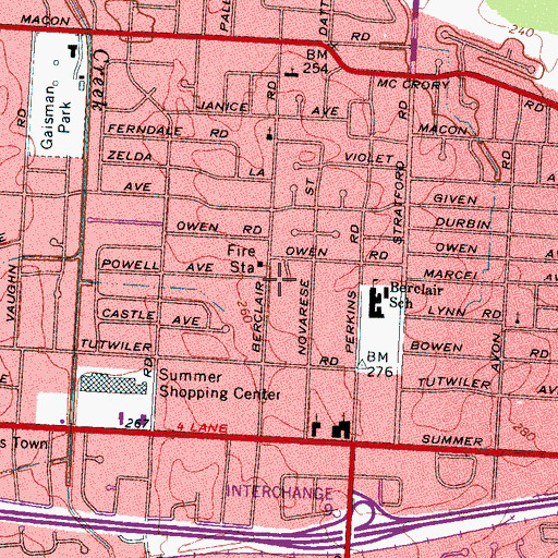 Topographic Map of Grace Christian School, TN