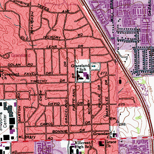 Topographic Map of Graceland Elementary School, TN
