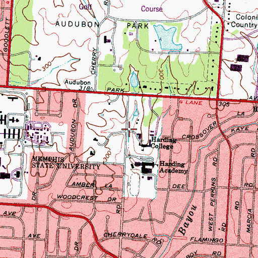 Topographic Map of Harding University Graduate School of Religion, TN