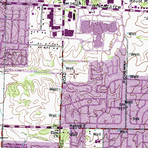 Topographic Map of Hickory Ridge Elementary School, TN