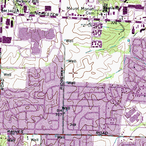 Topographic Map of Hickory Ridge Middle School, TN