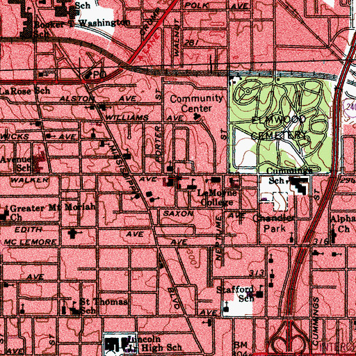 Topographic Map of Hollis F Price Middle College High School, TN