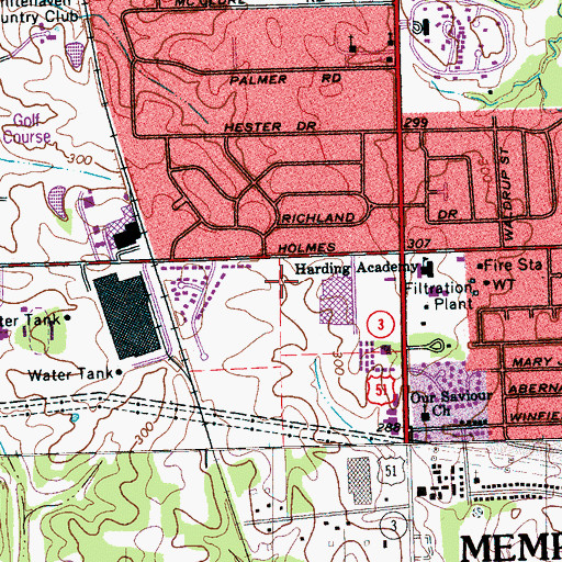 Topographic Map of Holmes Road Elementary School, TN