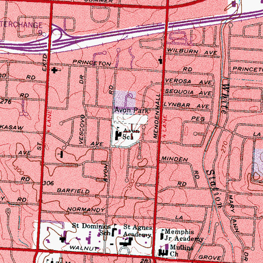 Topographic Map of White Station Elementary School, TN