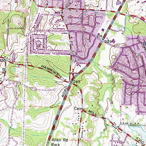 Topographic Map of La Petite Academy, TN