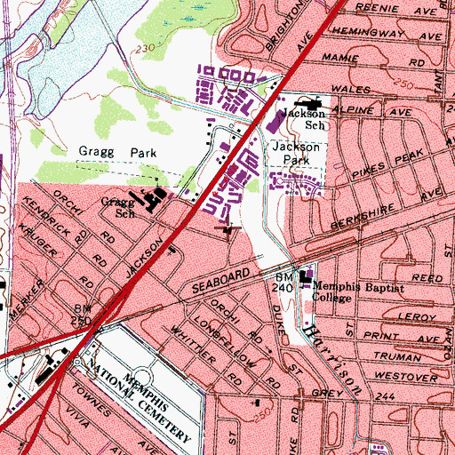 Topographic Map of Memphis Heritage Christian School, TN