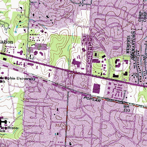 Topographic Map of Memphis Jewish Community Center Kindergarten, TN