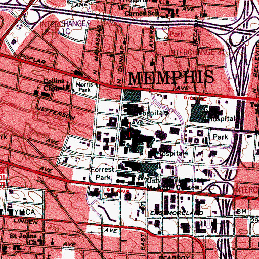 Topographic Map of Memphis Oral School For The Deaf, TN