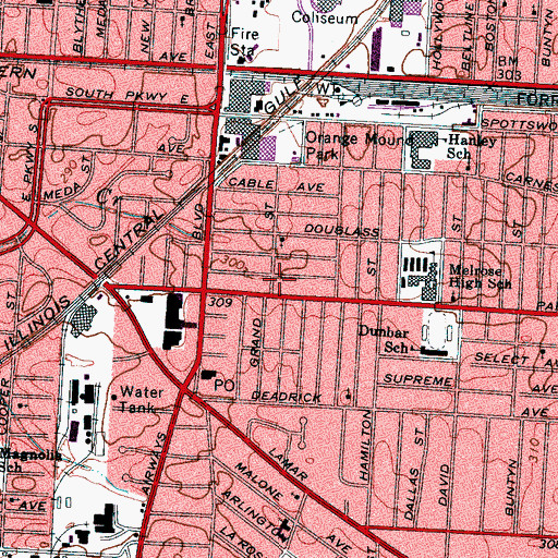 Topographic Map of Nat Buring-Orange Mound Day Nursery Learning Center, TN