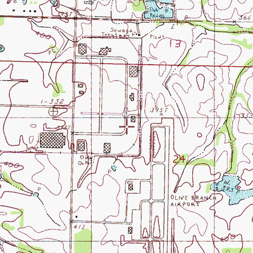 Topographic Map of Northwest Junior College Olive Branch Center, MS