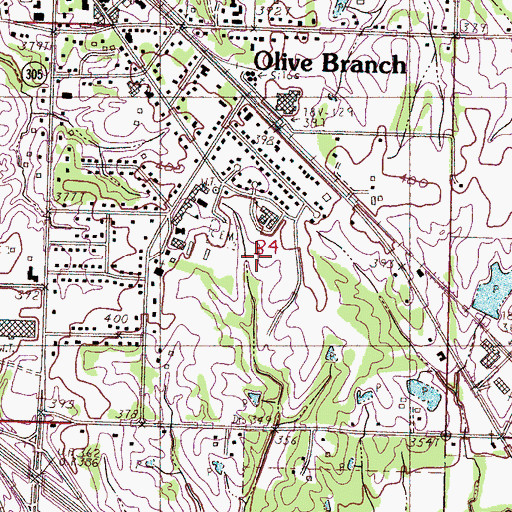 Topographic Map of Olive Branch Intermediate School, MS