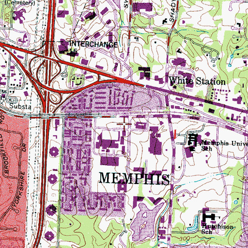 Topographic Map of Saint Francis Hospital School, TN
