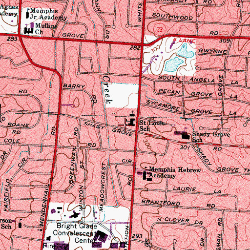Topographic Map of Saint Louis Church Kindergarten, TN