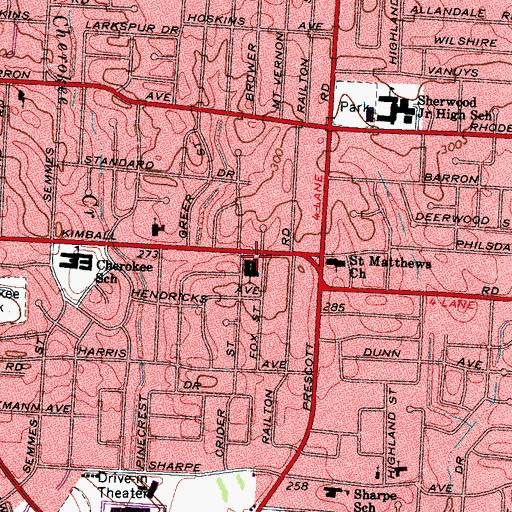 Topographic Map of Southern Avenue Charter School of Academic Excellence and Creative Arts, TN