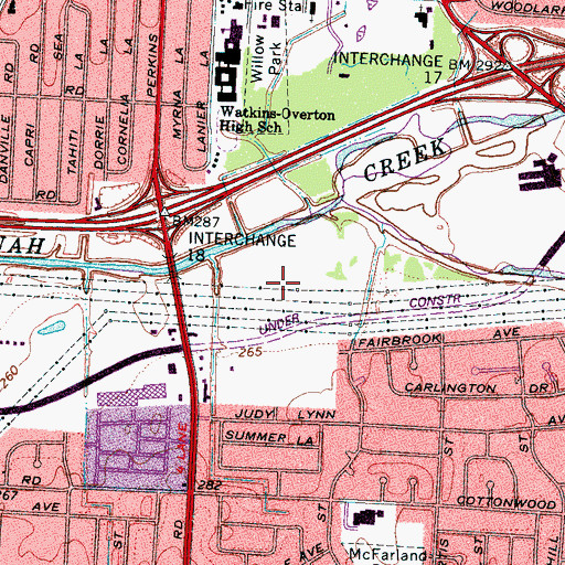Topographic Map of Strayer University, TN