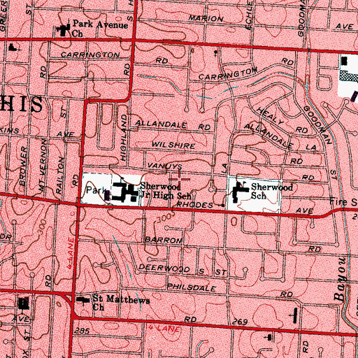 Topographic Map of Sunrise of Sherwood Community Services, TN