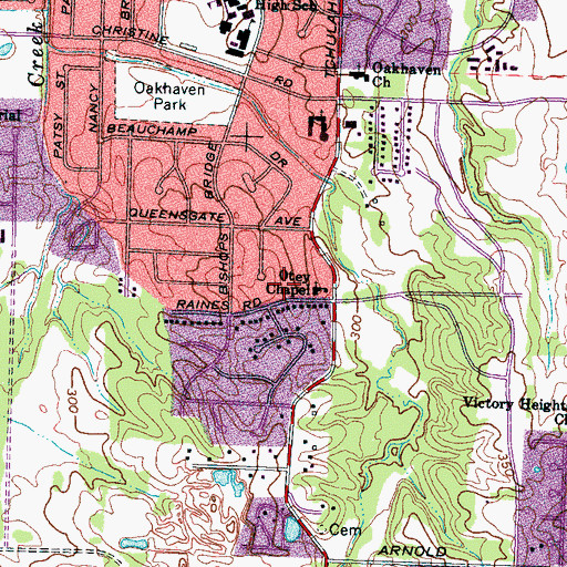 Topographic Map of The Church Home, TN