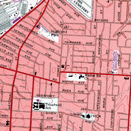 Topographic Map of Iglesia La Buena Esperanza, TN