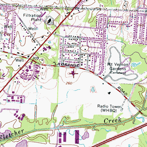 Topographic Map of Immanuel Lutheran Church, TN