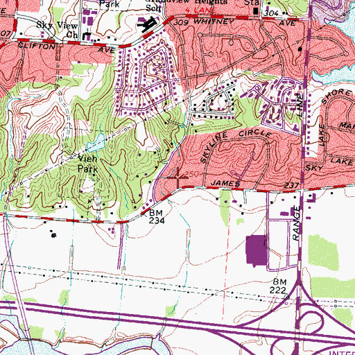 Topographic Map of James Road Church of Christ, TN