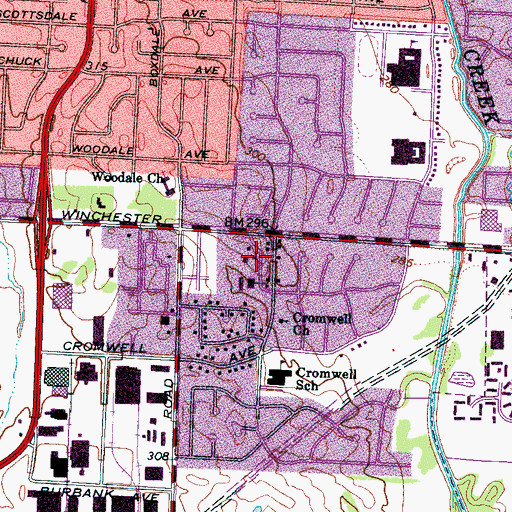 Topographic Map of Kensington Baptist Church, TN