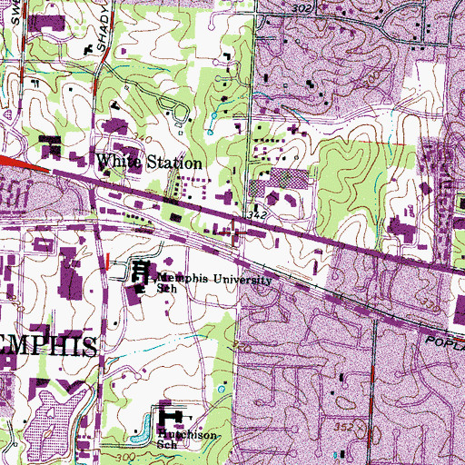Topographic Map of Kirby Woods Baptist Church, TN