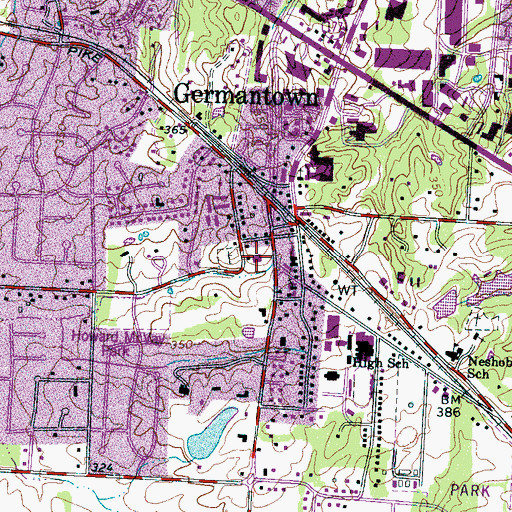 Topographic Map of Korean Presbyterian Church of Memphis, TN