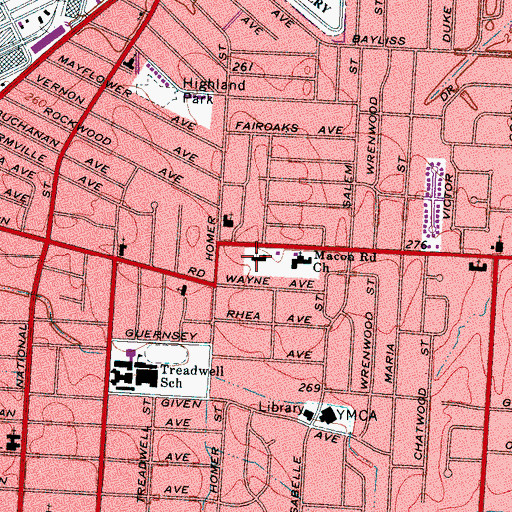 Topographic Map of Leawood Baptist Prayer Tower, TN