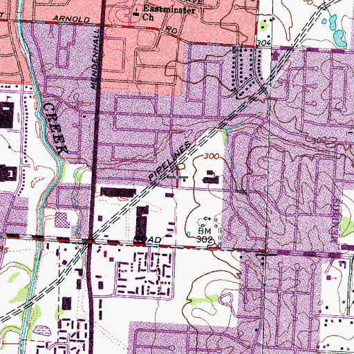 Topographic Map of Liberty Church of God in Christ of Hickory Hill, TN