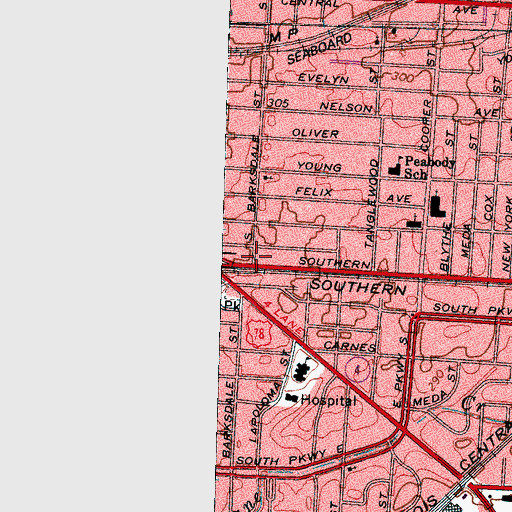 Topographic Map of Libertys Mass Baptist Church, TN