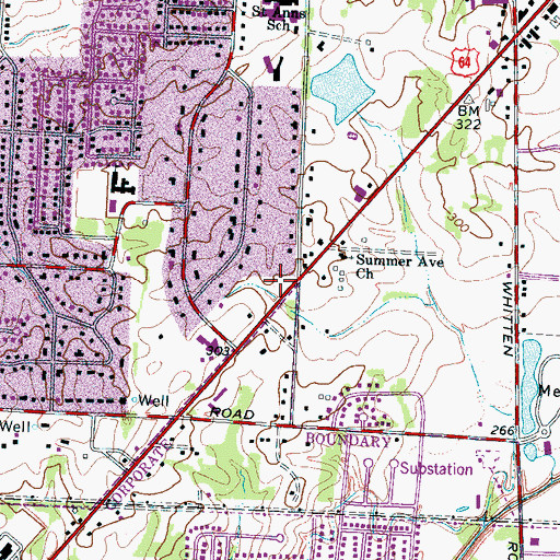 Topographic Map of Life Center Church, TN