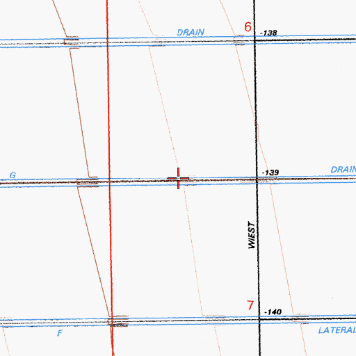 Topographic Map of G Drain, CA