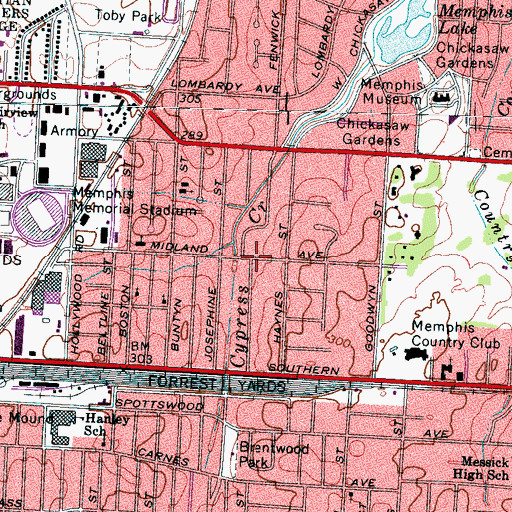 Topographic Map of Lords Tabernacle Holiness Church, TN