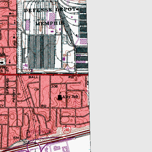 Topographic Map of Love Temple Church of God in Christ, TN