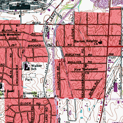 Topographic Map of Lutheran Baptist Church, TN