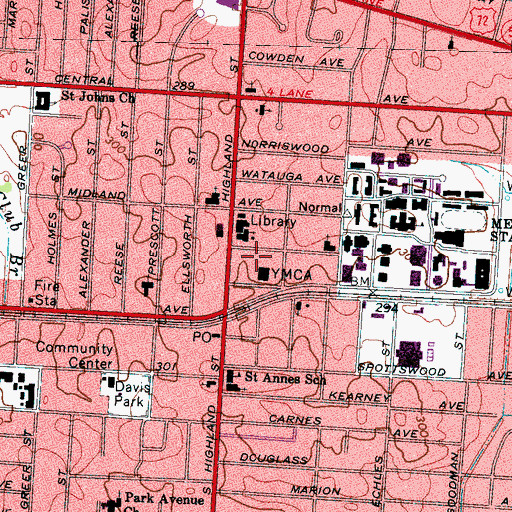 Topographic Map of Masjid Alnoor, TN