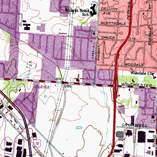 Topographic Map of Memphis Fourth Spanish Branch Church, TN