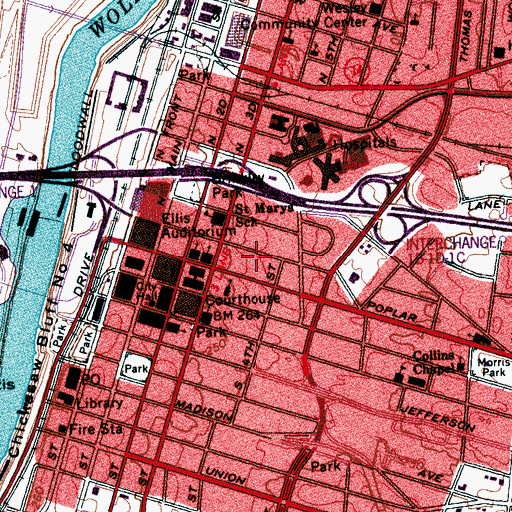 Topographic Map of Memphis Inner-City Outreach Church, TN
