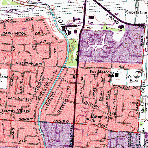 Topographic Map of Memphis Korean United Methodist Church, TN