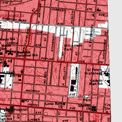 Topographic Map of Memphis Leadership Foundation, TN