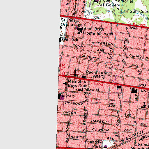 Topographic Map of Midtown Church of Christ, TN