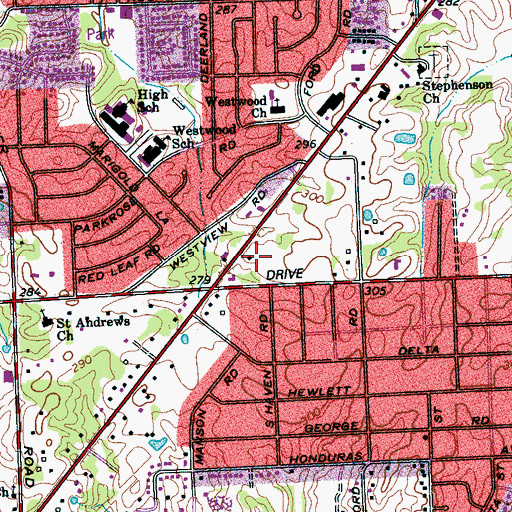 Topographic Map of Miracle Temple Non-Denominational Church, TN