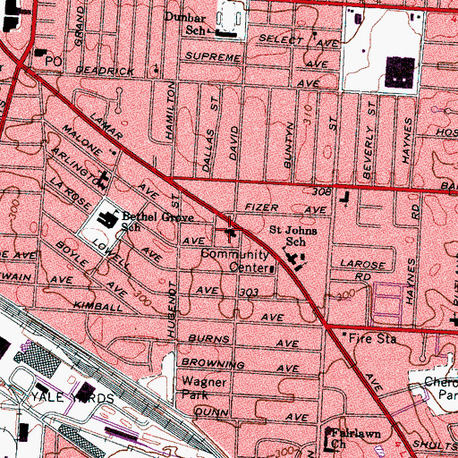 Topographic Map of Monument of Love Baptist Church, TN